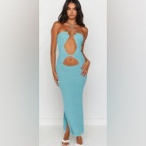 Beginning Boutique Turquoise Knit Midi Dress size 10